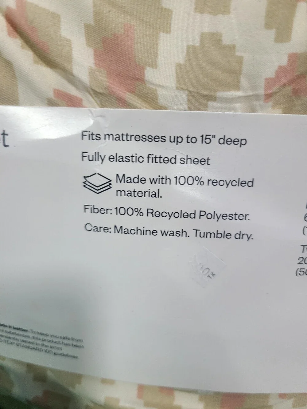 Room Essentials Microfiber Queen Sheet Set Beige & Pink Leperd Geometric Pattern